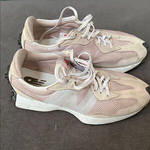 New Balance Women's Beige and White Sneakers